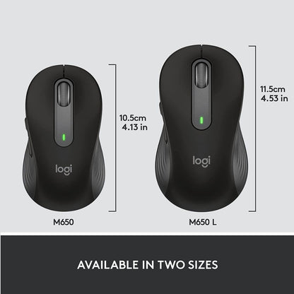 Logitech Signature M650 Wireless Mouse | Small to Medium Hands | Silent Clicks | 5 Buttons | Bluetooth | Multi-Device | 400 DPI | 10m Range | Graphite Black | 910-006253 / 910-006275