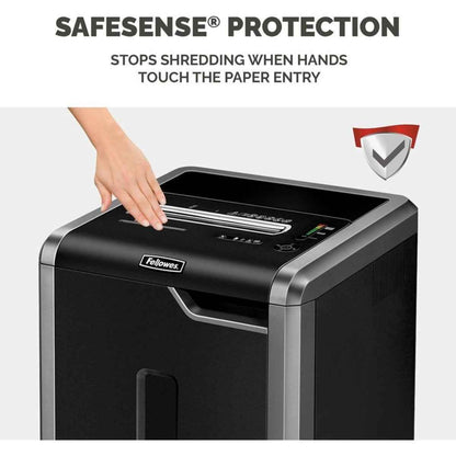 Fellowes Powershred 325ci Cross-Cut Shredder, 83L Bin Capacity, 4x38mm Cross-Cut, P-4 Security Level, Shreds Up to 24-Sheets, SiltenShred & Patented SafeSense Technology, Black
