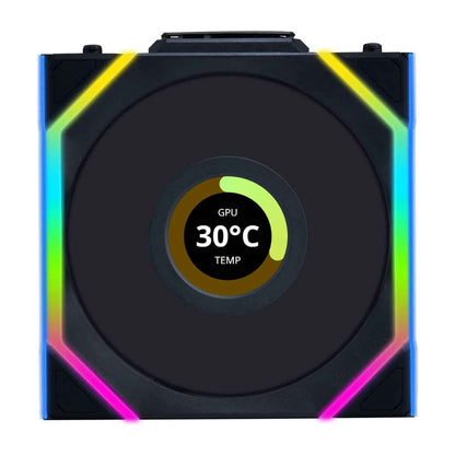 Lian-Li UNI FAN SL Wireless LCD Reverse Case Fan – 120mm, 1900 RPM, 51.45 CFM Airflow, Fluid Dynamic Bearing, Pack of 3 | Black / White