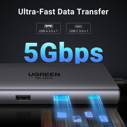 UGREEN Revodok Pro 210 10-in-1 USB-C Hub | 2x HDMI | 5Gbps USB-C | USB-A 3.0 | 2x USB-A 2.0 | 100W PD | RJ45 | SD/microSD | 15534