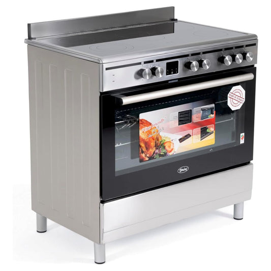 Terim TERVC96ST 90x60cm Electric Cooker – 5 Cooking Zones, 9 Oven Functions, Turbo Fan, Silver