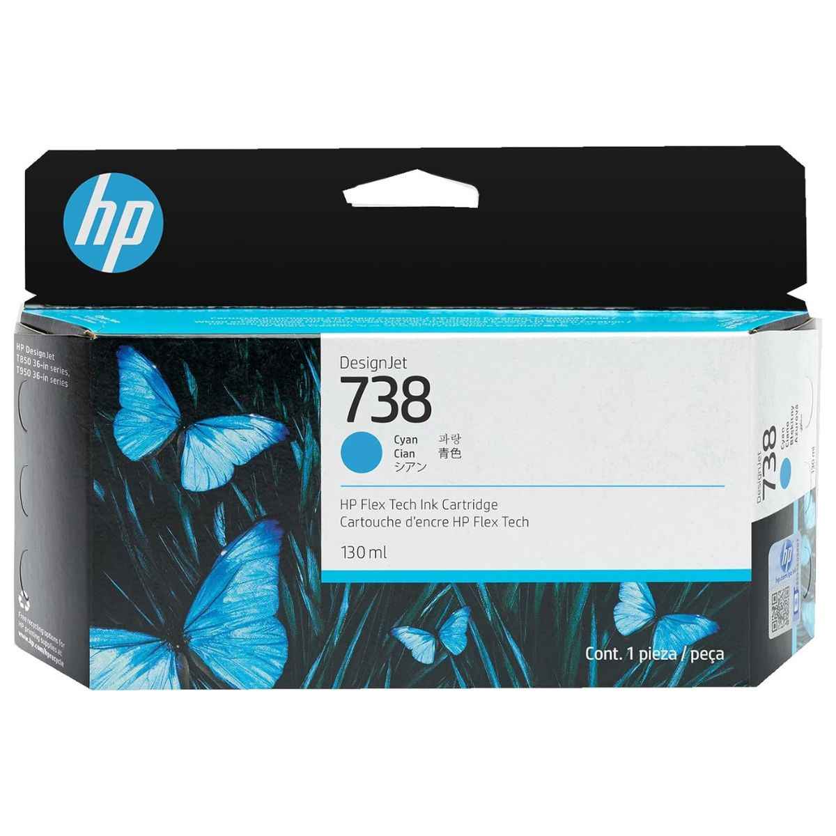 HP 738 DesignJet Ink Cartridges | Black, Cyan, Magenta & Yellow | Genuine HP Ink for DesignJet Large Format Printers