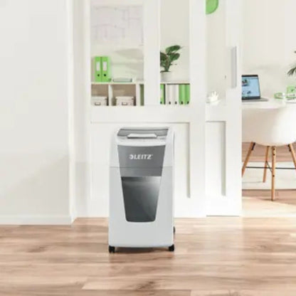 Leitz IQ Home Office AutoFeed Shredder 300 Sheets – P-4 Cross-Cut, 60L Bin, 60-Min Run Time, Anti-Jam, White | LE8015-1-00
