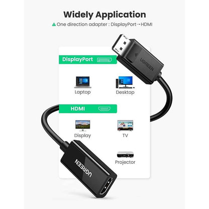 UGREEN 70694 DisplayPort Male to HDMI Female Adapter | 4K UHD | Plug &amp; Play | 25cm | Black