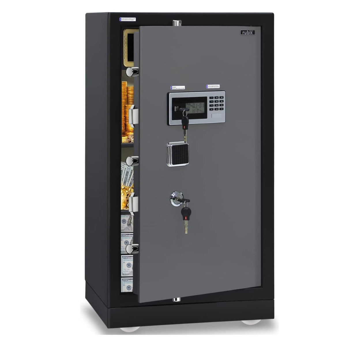 Rubik X-Large Executive Digital Safe Box RB100XTD – Triple Security Lock, Ultra Large Capacity, Heavy-Duty Steel, 100×54×44cm, Black/Grey