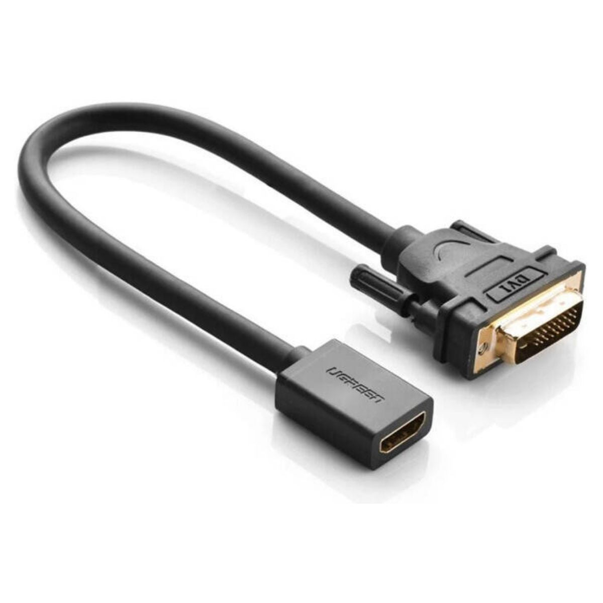 UGREEN 20118 DVI Male to Female HDMI Adapter | 1080P Full HD | Bi-Directional | 22cm | Black