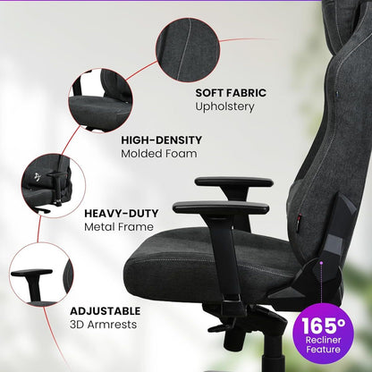 Arozzi Vernazza XL Soft PU Leather Ergonomic Office & Gaming Chair | High Backrest | Reclining | Adjustable Lumbar & Neck Support | Dark Grey | VERNAZZA-XL-SPSF-PBK
