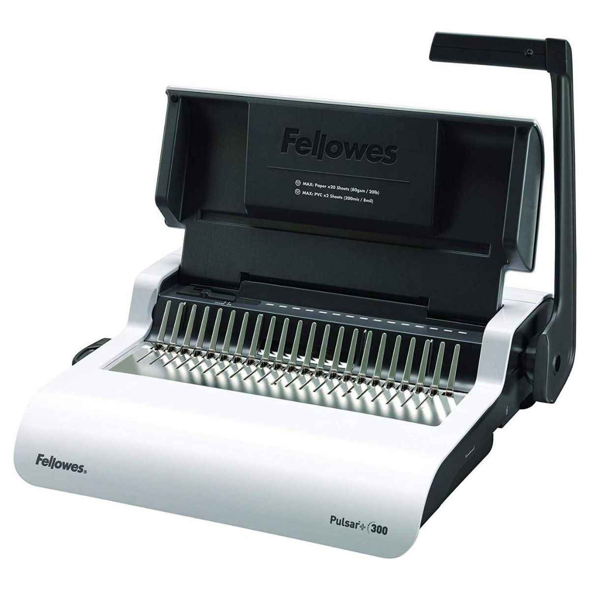 Fellowes Pulsar+ 300 Comb Binding Machine | 15 Sheet Punch Capacity | 300 Sheet Binding Capacity | 38mm Comb Size | White