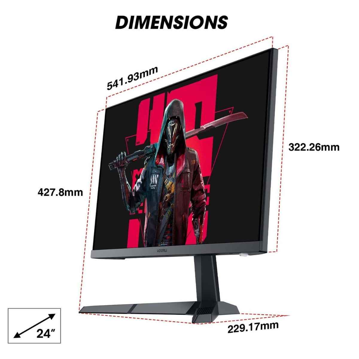 KOORUI 24E3 24-Inch FHD IPS Gaming Monitor – 165Hz Refresh Rate, 1ms Response Time, FreeSync / G-Sync Compatible, Ultra Slim Bezel, HDMI &amp; DisplayPort | 24E3