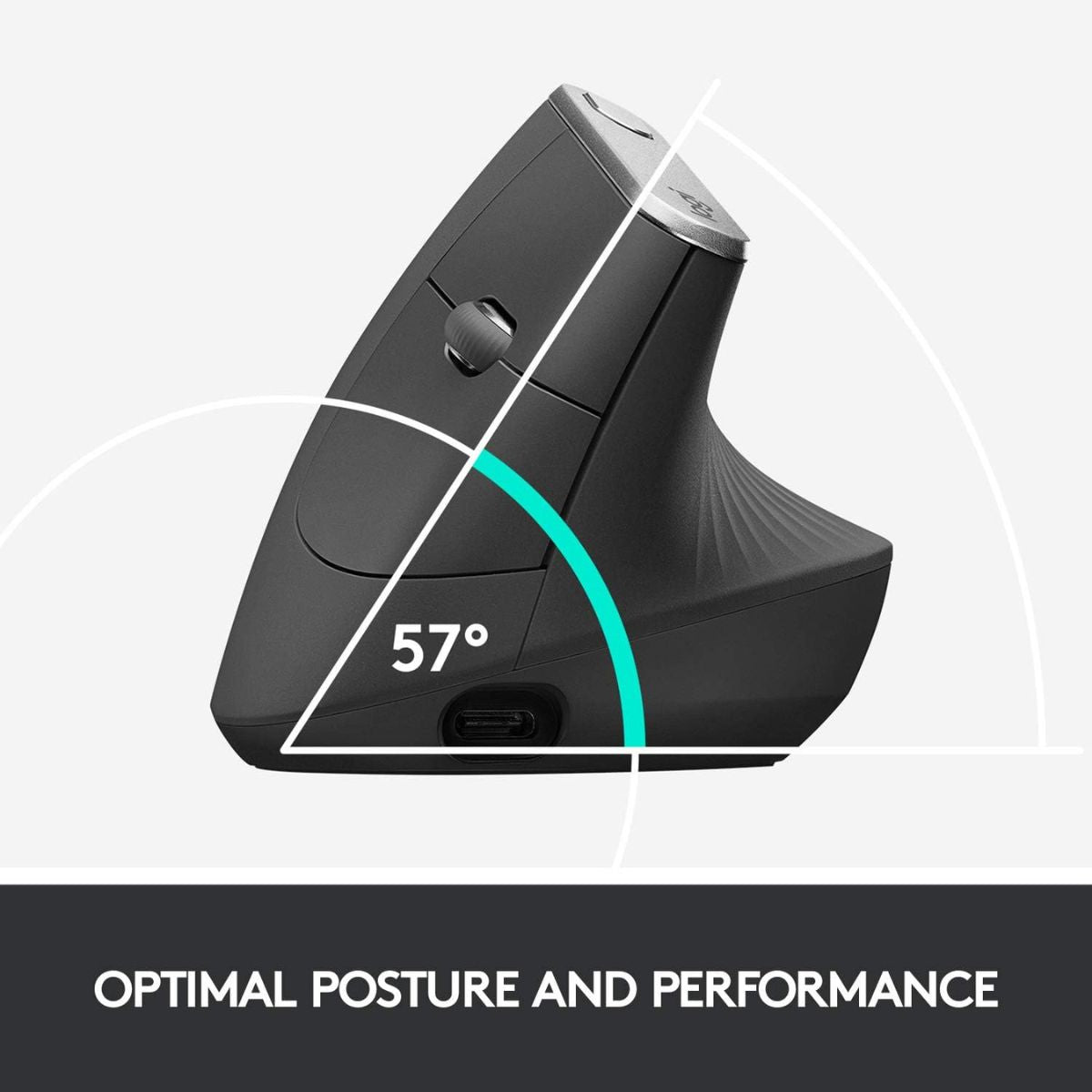 Logitech MX Vertical Advanced Ergonomic Mouse, Wired & Wireless Bluetooth Connectivity, Advanced Optical Tracking, Natural Handshake Position, Black | 910-005448 / 910-005447 (Unit with Box)
