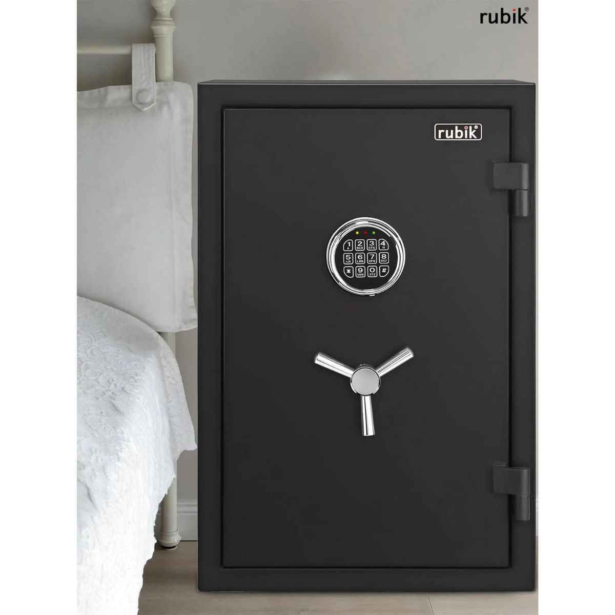 Rubik Fireproof Safe Box with Digital Keypad and Key Lock, 66x43x35cm, Black | RBFP66