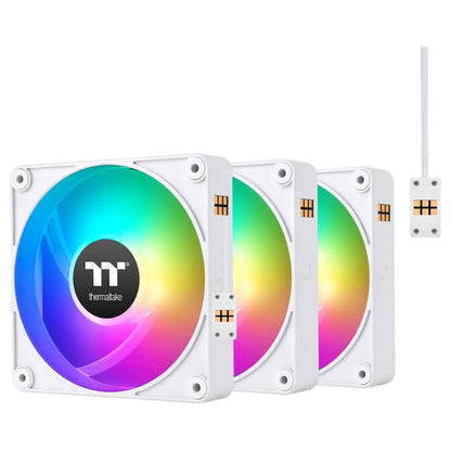 Thermaltake CT140 EX Reverse ARGB Sync PC Cooling Fan | 140mm | Reverse Blades | 1800 RPM | 94.95 CFM | Hydraulic Bearing | 3-Pack | Snow | CL-F195-PL14SW-A