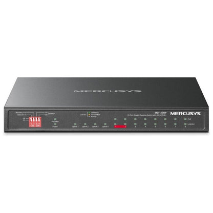MERCUSYS MS112GMP 12-Port Gigabit PoE+ Desktop Switch | 8 PoE+ Ports | 110W Power Budget | 2 Gigabit RJ45 Ports | 2 SFP Slots | 802.3af/at