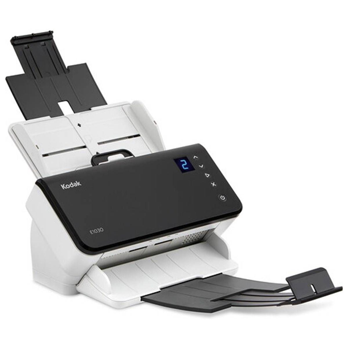Kodak Alaris E1030 Scanner, 30 PPM Simplex & 60 IPM Duplex, 80-Page Document Feeder, 600 DPI Resolution, 24/8-Bit Color/Grayscale Depth, White/Black | 8011876