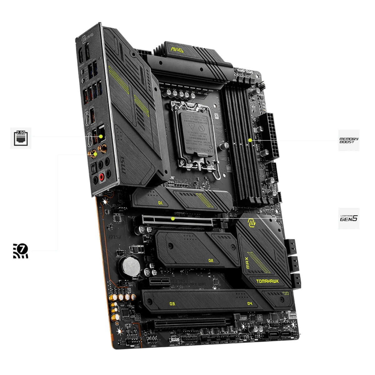 MSI MAG Z790 TOMAHAWK MAX WIFI ATX Motherboard, LGA1700 Socket, Intel Z790 Chipset, 4x DDR5 Slots, 192GB Max Memory, Wi-Fi 7 / BT 5.4, 2x PCIe x16, HDMI / DP, USB-A 3.2 / USB-C 3.2