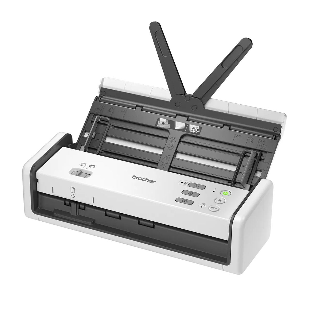 Brother ADS-1350W Portable Document Scanner, 30ppm / 60ipm, 2-sided Color Scan Speed @ 300dpi, 20 Sheets, Wireless Network Connectivity, USB, White | 5WDF0200173