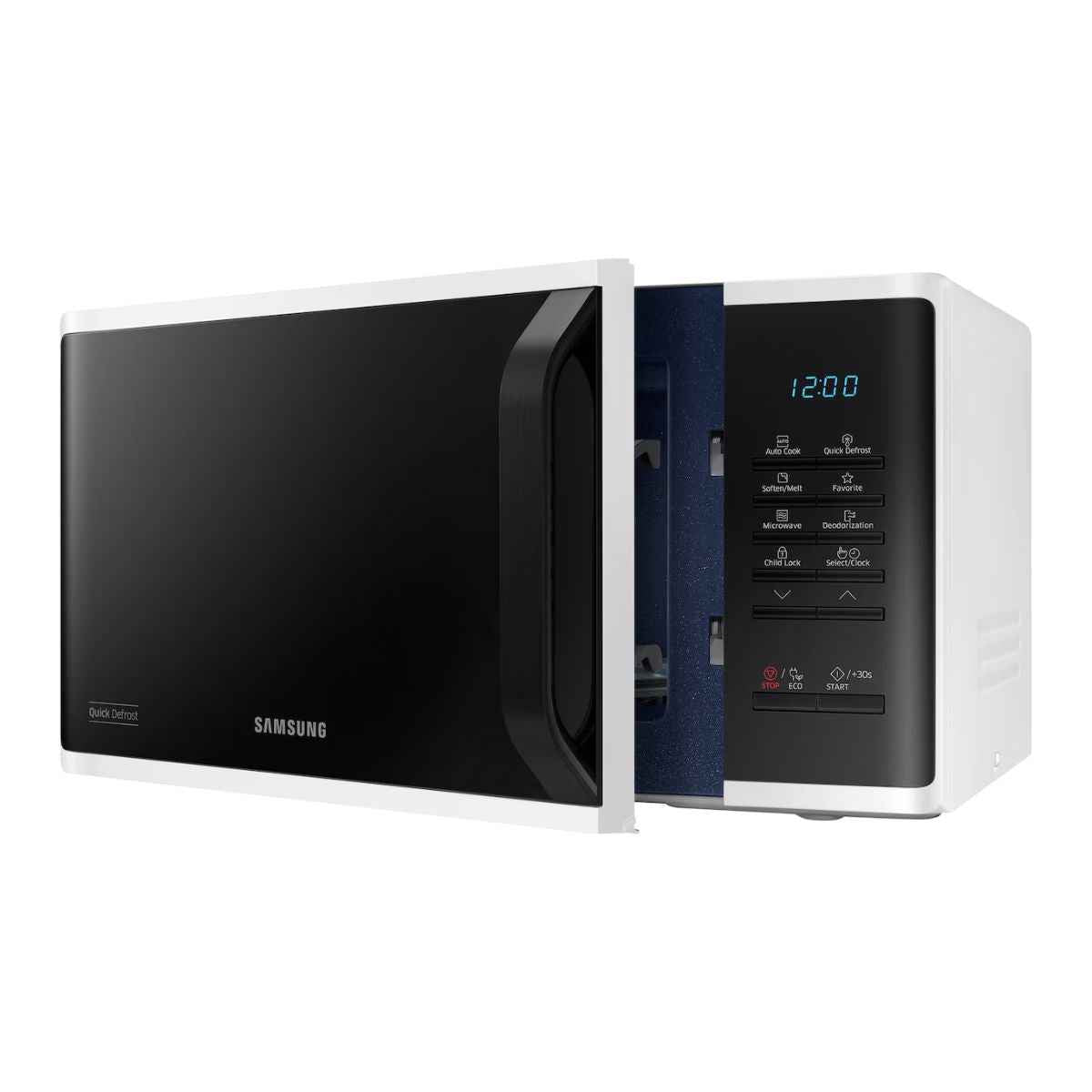Samsung Solo Microwave Oven – 23L, 800W, with Quick Defrost, White | (MS23K3513AW)