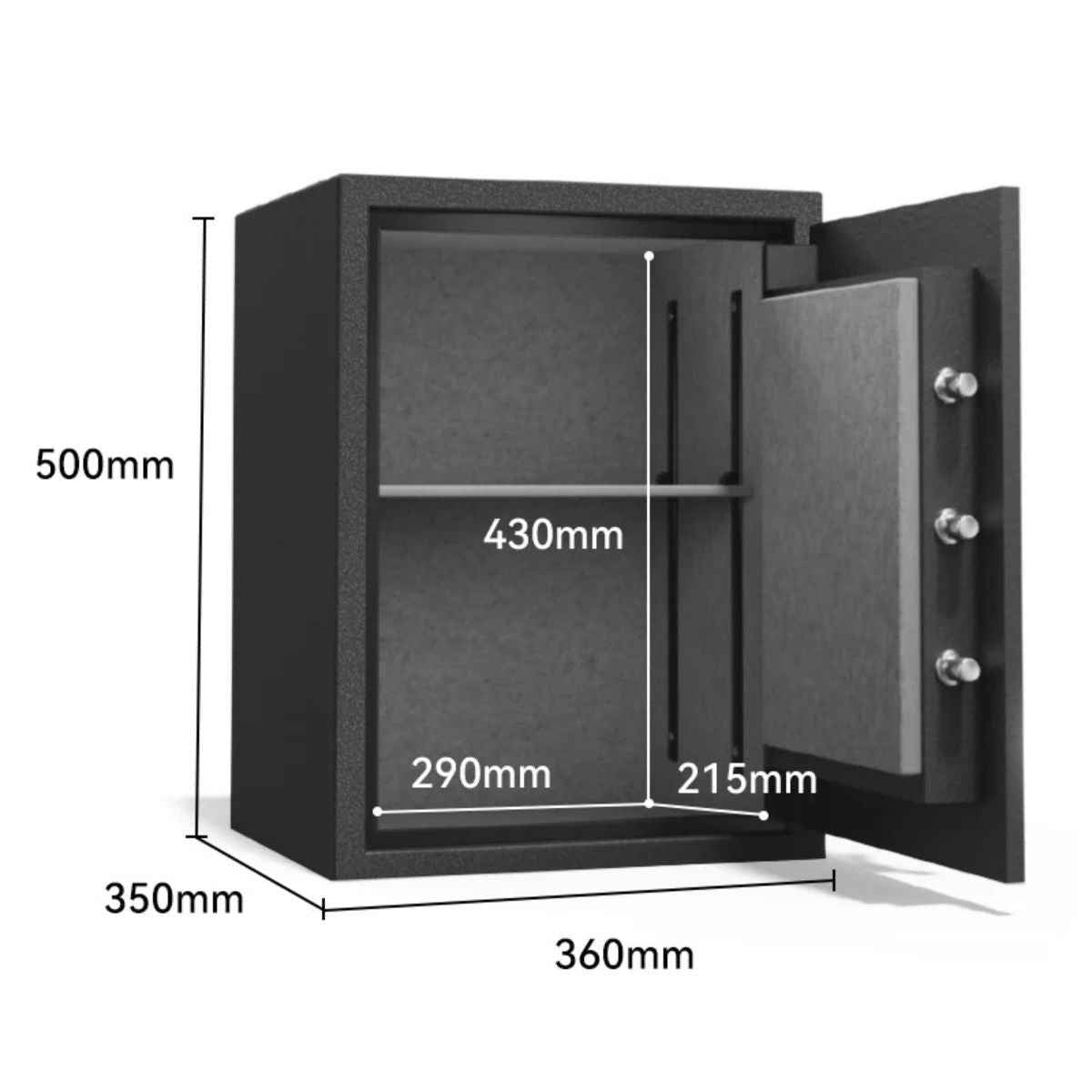 Deli T600 Fireproof Safe, Digital Security Safe Box for Home & Office, Heavy-Duty 1-Hour Fireproof Steel Safe 36kg (50×36×35cm) Dark Grey