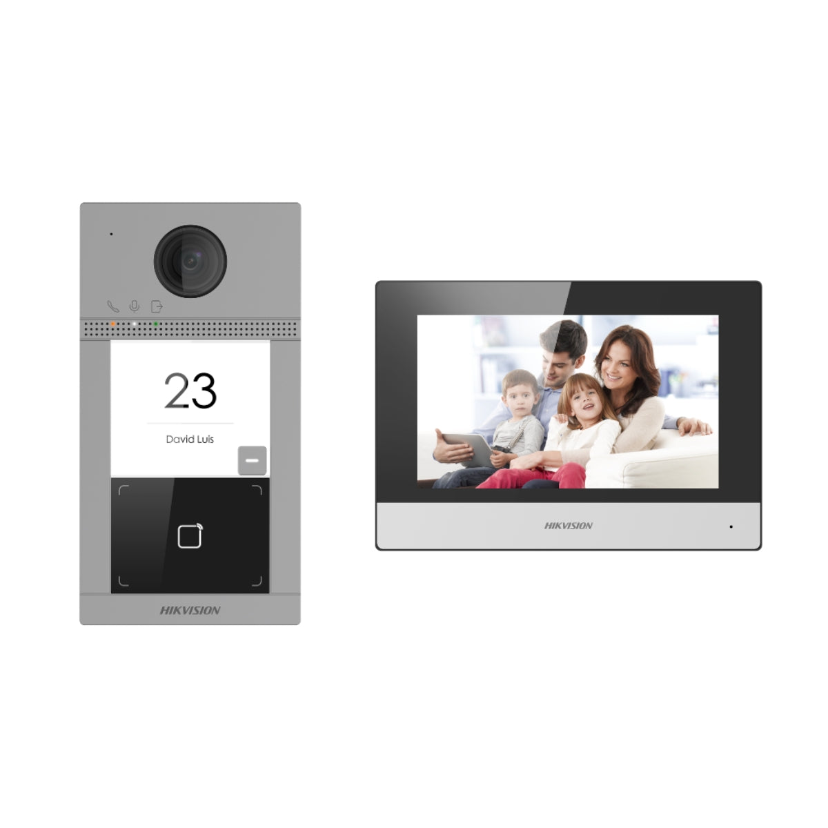 Hikvision DS-KIS604-P(C) IP Video Intercom Kit, Standard PoE, Noise Suppression & Echo Cancellation, WiFi & Ethernet, Config Remotely Via Web, TF Card Storage, 2-Way Audio Communication, Gray