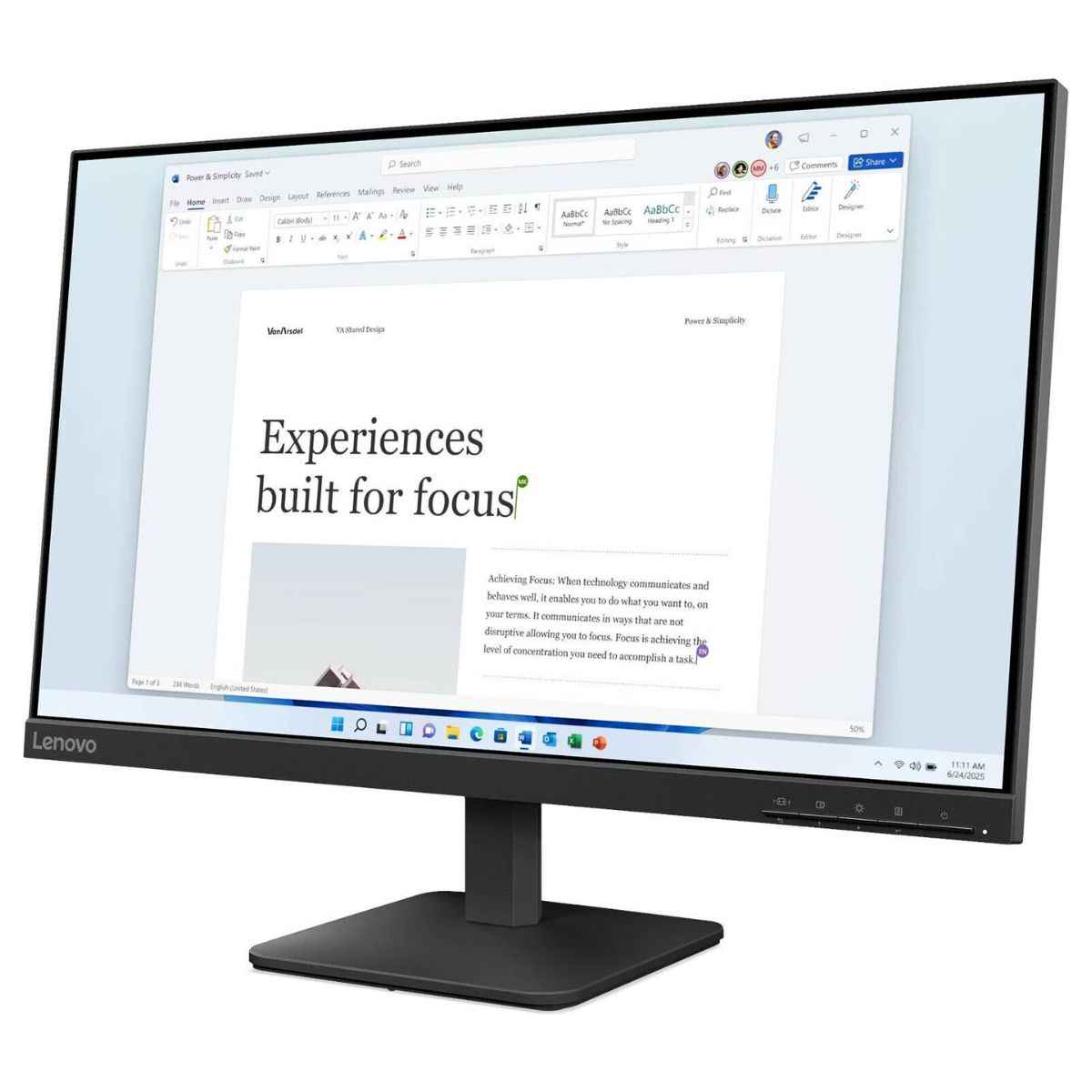 Lenovo L24-4e Monitor – 24″ IPS FHD Display, 100Hz, 4ms, Ultra-Slim Bezel 4ms Response Time, 16.7M Color Support