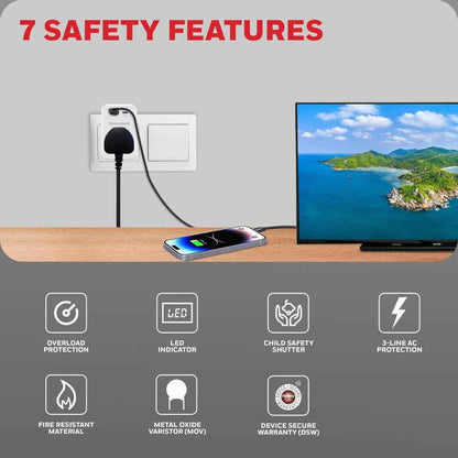 Honeywell 3 Out Surge Cube, Spike Guard, 1 Outlet, PD20W & USB A Port, 255 Joules