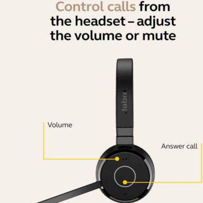 Jabra Evolve 65 TE MS Stereo Headphones – Bluetooth Wireless Business Headset, Black | 6699-833-309