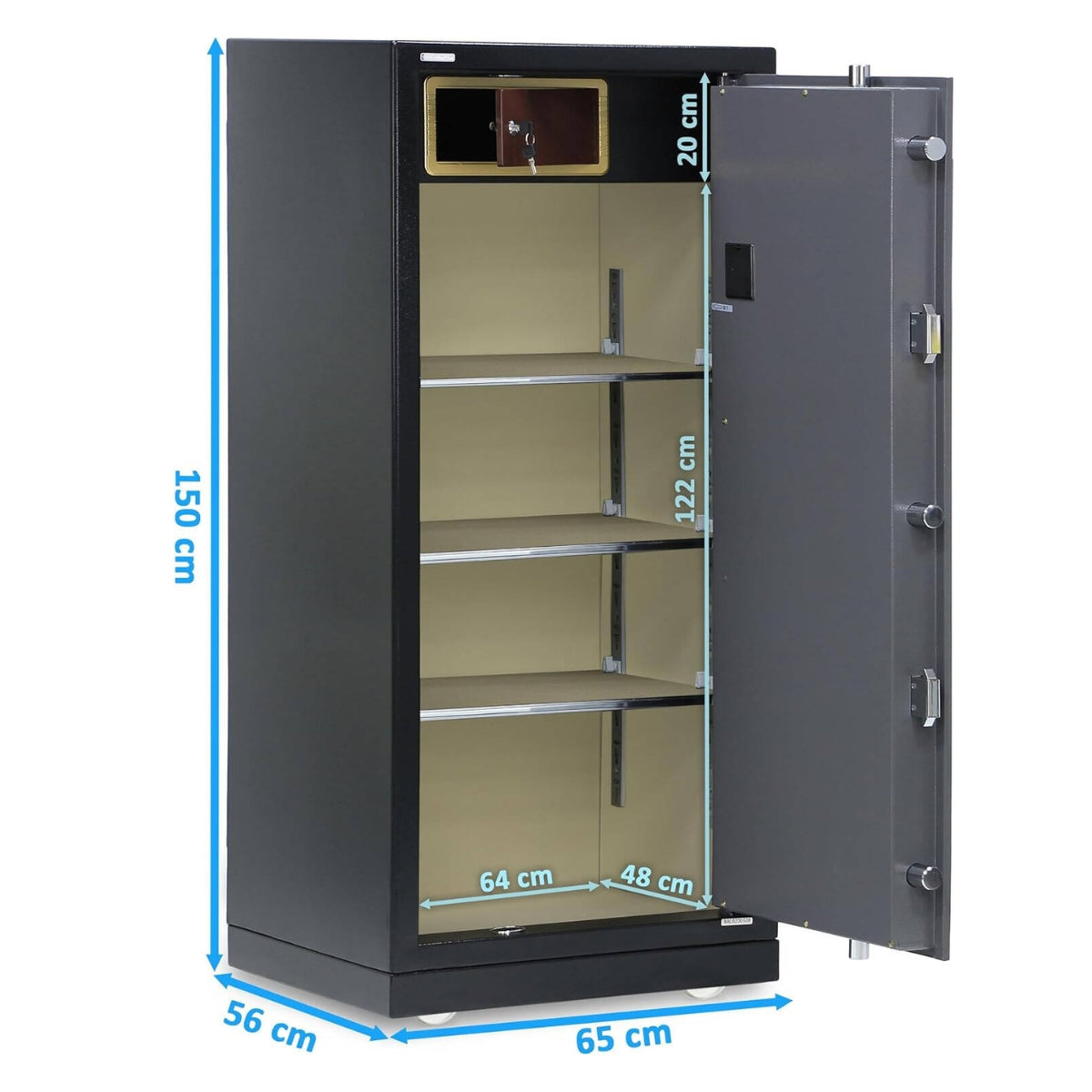 Rubik X-Large Executive Digital Safe Box RB150XTD – Triple Security Lock, Ultra Large Capacity, Heavy-Duty Steel, 150×65×56cm, Black/Grey