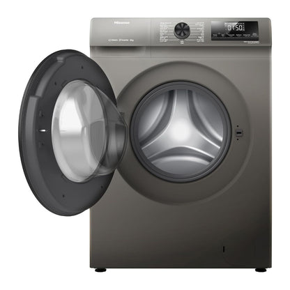 Hisense WFQP8012JTS Front Load Washing Machine, 8kg Capacity, Inverter Motor, 15 Wash Programs, 1200 RPM Spin Speed, Steam Care, White