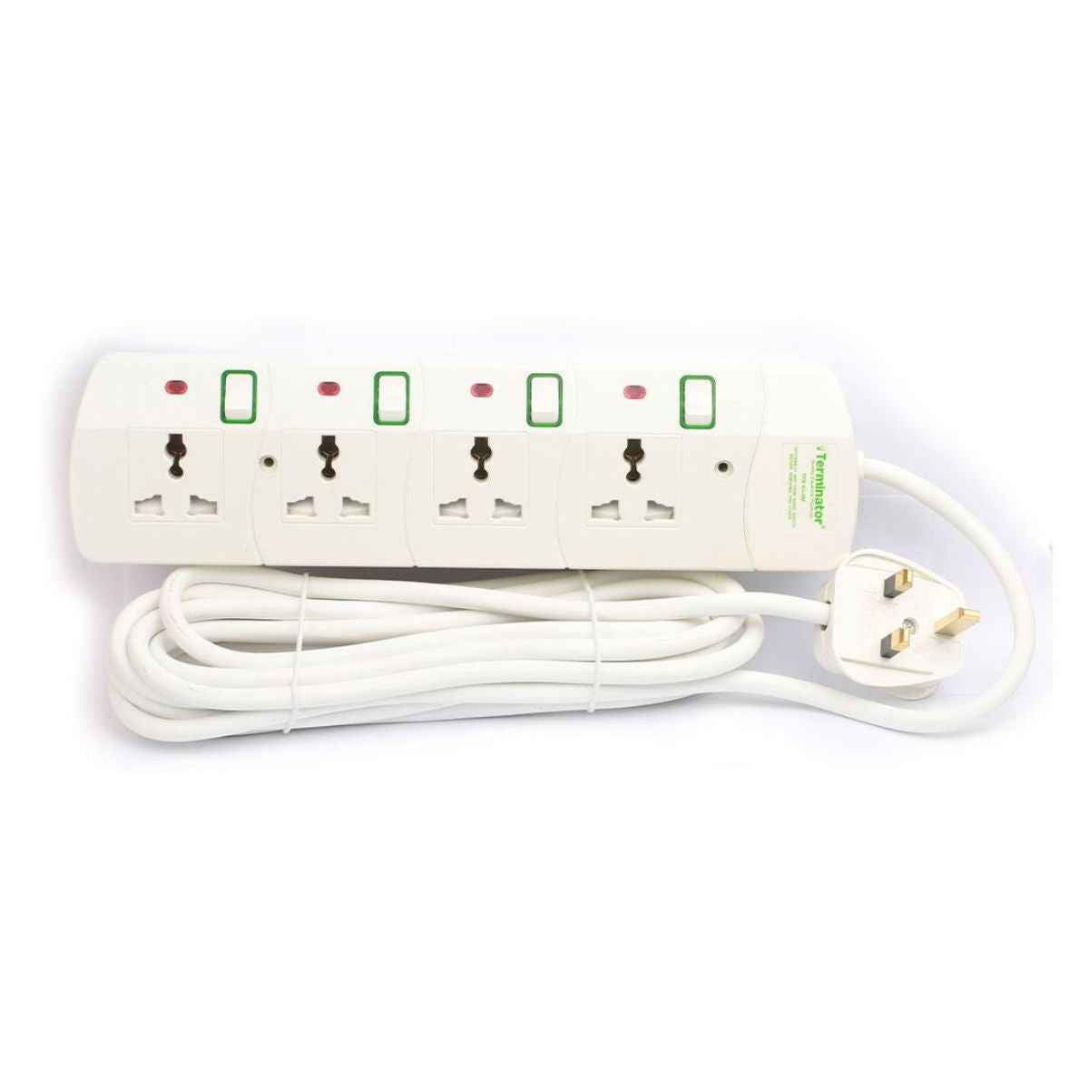 Terminator TPB 4G 4 Way Universal Power Extension Socket With 13A 3M & 5M Cable