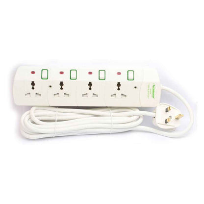 Terminator TPB 4G 4 Way Universal Power Extension Socket With 13A 3M & 5M Cable