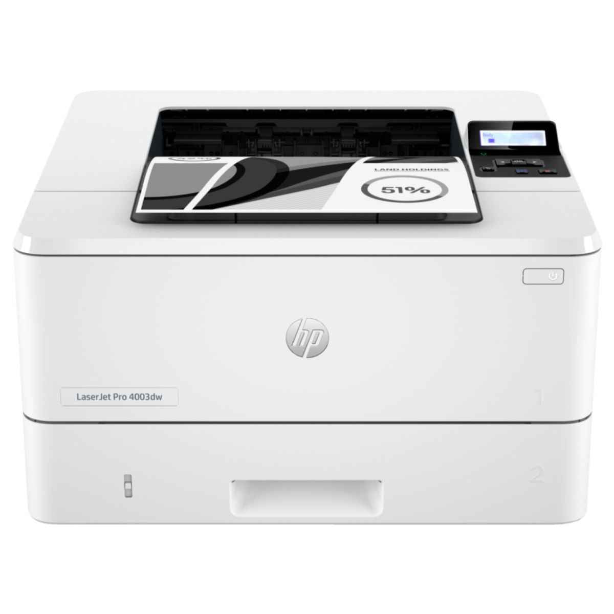 HP LaserJet Pro 4003dw A4 Laser Printer, LCD Display, Up to 40ppm Print Speed, 1200x1200 dpi Resolution, Up to 80000 Pages Duty Cycle, USB,Ethernet,Wi-Fi, White | 2Z610A