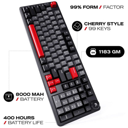 Cybeart Akula 99 Signature Edition Mechanical Gaming Keyboard | 99 Keys + Media Knob | Pre-Lubed Linear Switches | Hot-Swappable | RGB | Tri-Mode | KB-AKULA99TRI-CYB01 / KB-AKULA99TRI-CYB02