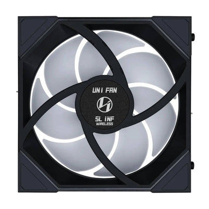 Lian-Li UNI Fan SL-INF Wireless 140mm ARGB PWM Case Fan – Wireless Control, Infinity Mirror ARGB, PWM Cooling | Black / White