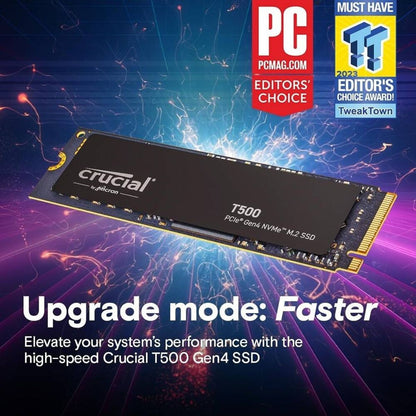 Crucial T500 1TB PCIe Gen4 NVMe M.2 Internal SSD | Non-Heatsink | Up to 7300MB/s Read | 6800MB/s Write | 1.5 Million Hours MTBF | CT1000T500SSD8
