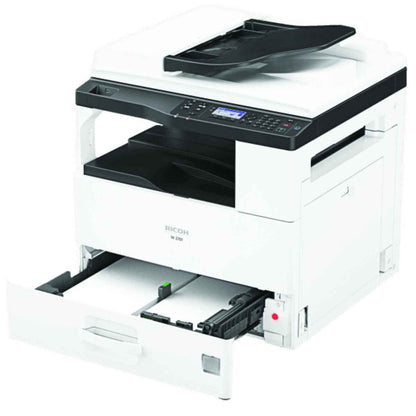 Ricoh M 2701 A3 Black & White Multi-Function Laser Printer, Copy, Print, Scan, 4-Line LCD Operation Panel, Prints Up to 27 ppm Speed, 600 x 600 dpi Resolution, 600 Standard Input Sheet, White | M 2701