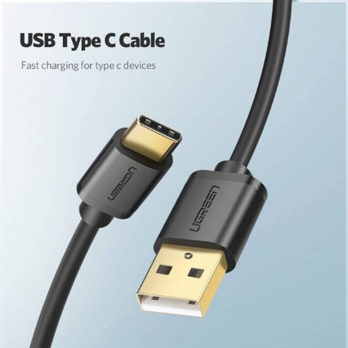 UGREEN 20882 USB 3.0 Type-A Male to USB Type-C Male Cable | 1m | 5Gbps | Up to 3A | Black