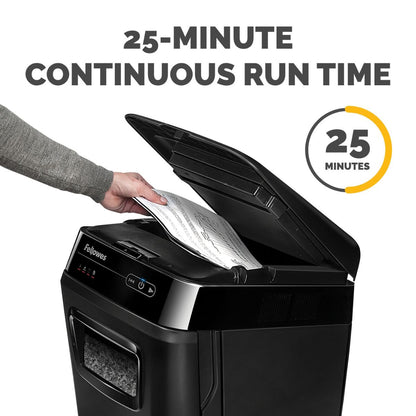 Fellowes AutoMax 200C Cross-Cut Paper Shredder | 200-Sheet Auto Feed | P-4 | 32L Bin | SilentShred | 4653601