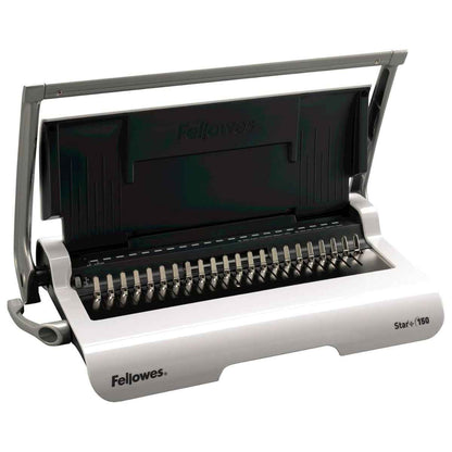 Fellowes Star+ Comb Binding Machine | Manual Comb Binder | 150 Sheet Binding Capacity | 15 Sheet Punch Capacity | White/Black | 5006501