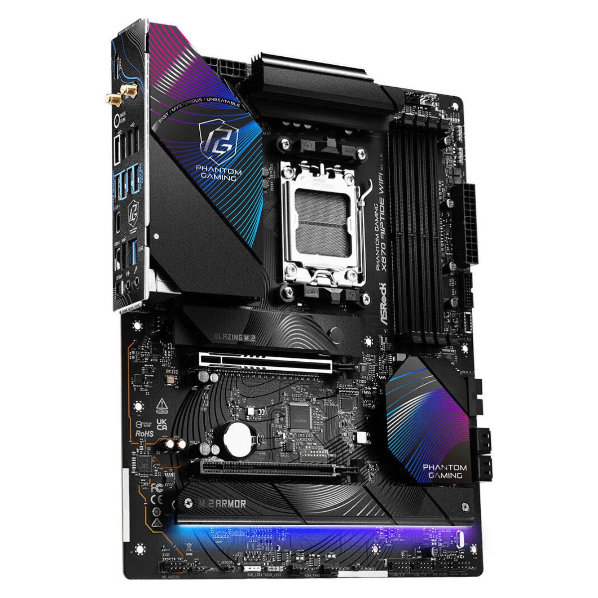ASRock X870 Riptide WiFi AMD AM5 ATX Motherboard, AMD X870 Chipset, 4x DDR5 DIMM Slots, 256GB Max Memory, 1x PCIe 5.0 x16 Slot, 3x M.2 Slots | 90-MXBPP0-A0UAYZ