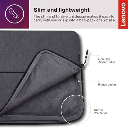 Lenovo Urban Laptop Sleeve for 13" Notebook | Water Resistant | Padded Protection | Accessory Storage | Extendable Handle | Charcoal Grey | GX40Z50940