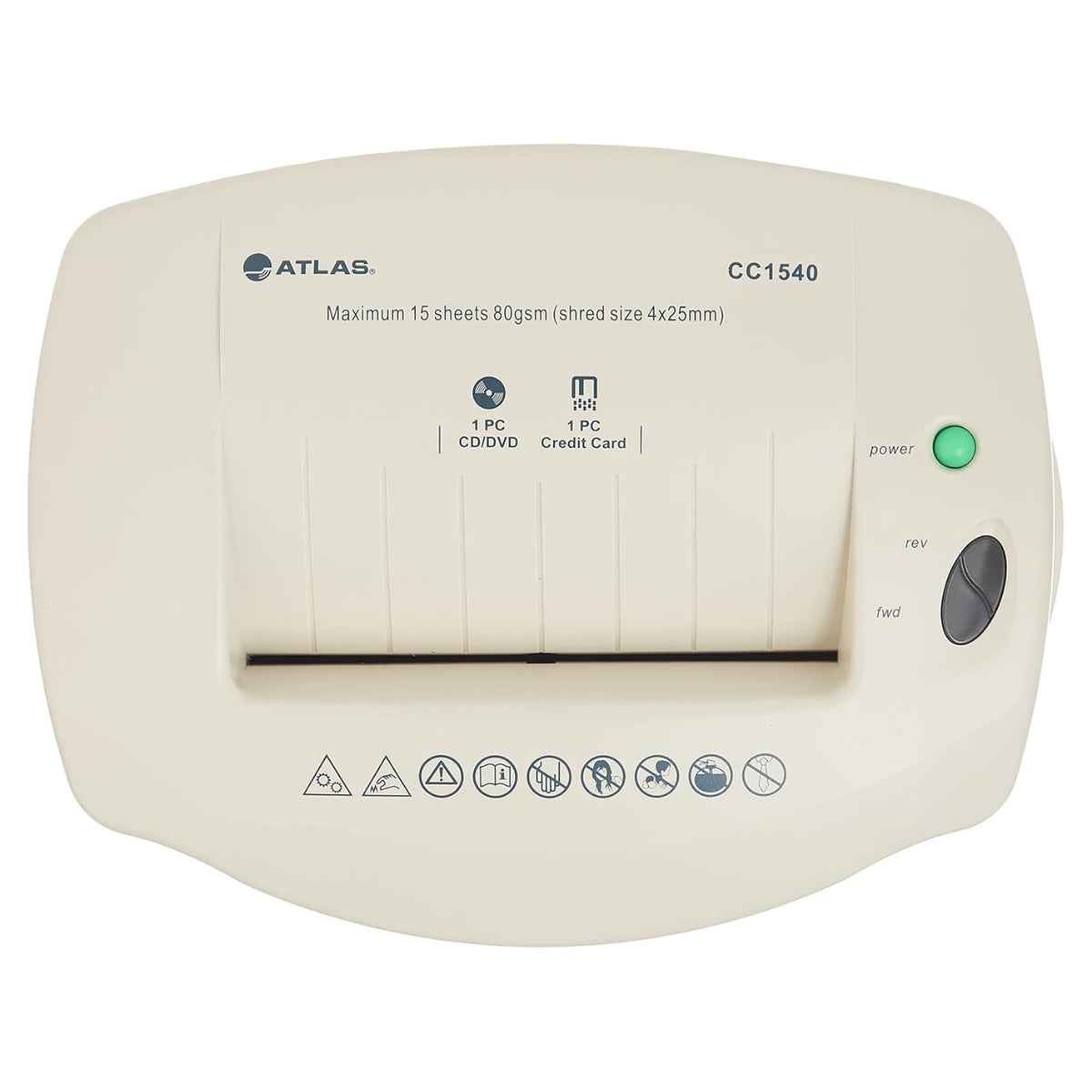 Atlas CC1540C Cross‑Cut Shredder – 15‑Sheet / 4 × 25 mm Security