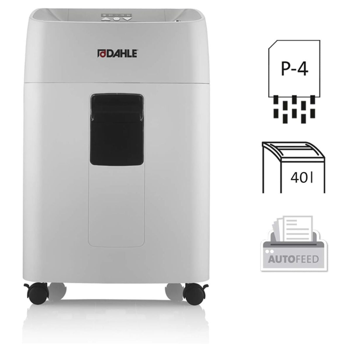 Dahle ShredMATIC 300 Auto Feed Paper Shredder | 300-Sheet Auto Feed | P-4 Cross Cut | Oil-Free | 40L Bin | Model 35314-16595