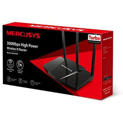 MERCUSYS MW330HP 300Mbps High Power Wireless N Router | 3× 7 dBi Antennas | Turbo Button | 10/100 Mbps WAN/LAN | Black