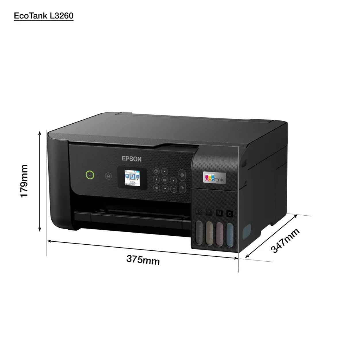 Epson EcoTank L3260 A4 Color 3-in-1 Printer with Wi-Fi Direct & LCD Screen, 1200 DPIx2400 DPI Resolution, 33ppm Print Speed, 200 DPI Scan Speed, 100 Sheets Paper Tray, Black | C11CJ66414