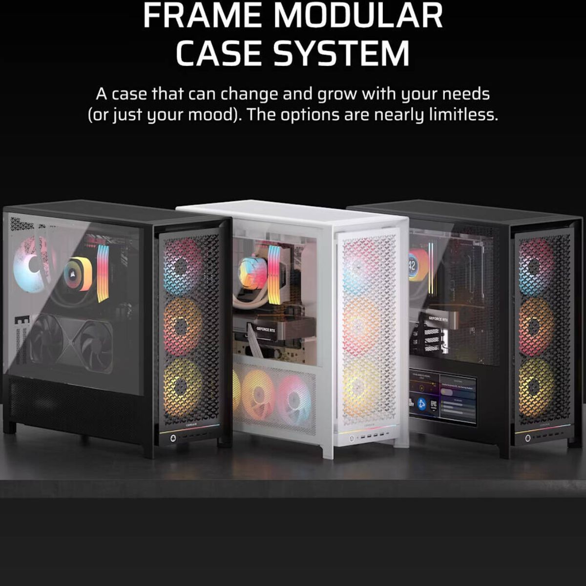 Corsair FRAME 5000D RS ARGB High-Airflow Mid-Tower PC Case – Modular Design, 4x ARGB Fans, Tempered Glass (White)