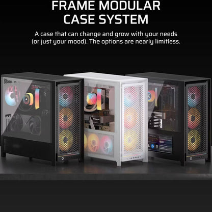 Corsair FRAME 5000D RS ARGB High-Airflow Mid-Tower PC Case – Modular Design, 4x ARGB Fans, Tempered Glass (White)