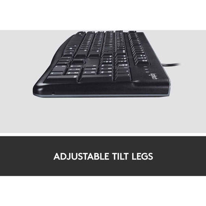Logitech K120 Business Wired Keyboard | USB Plug-and-Play | Full-Size Keyboard | Spill-Resistant Design | English/Arabic Layout | Windows &amp; Linux Compatible | Black