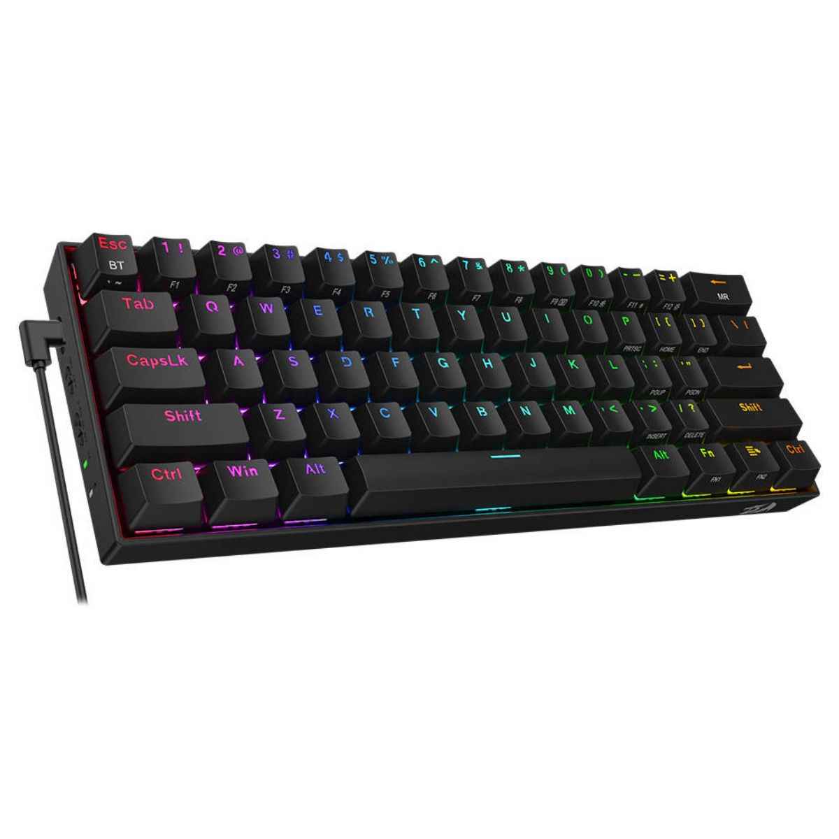 Redragon K530 Pro Draconic 60% Wireless RGB Mechanical Keyboard | Bluetooth 5.0 | Hot-Swappable Switches | Detachable USB Type-C | Red or Brown Switch Options | Black | K530RGB-PRO-RED / K530RGB-PRO-BROWN
