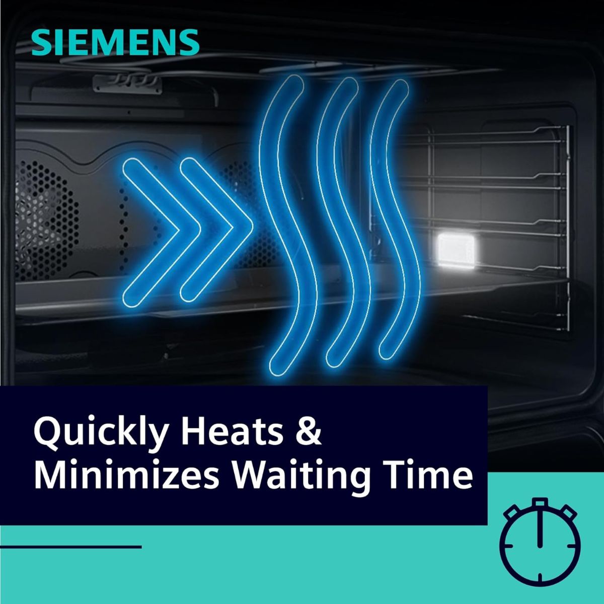 Siemens HK9R3A250M Free Standing Electric Cooker, Digital Display, 60cm Cooker, 9 Cooking Modes, Integrated Cleaning System, Red LED Display with Knob Control, Stainless Steel