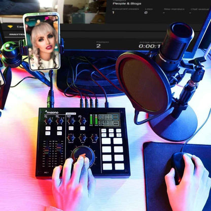 Maonocaster AU-AM100 All-In-One Podcast Production Studio – Black